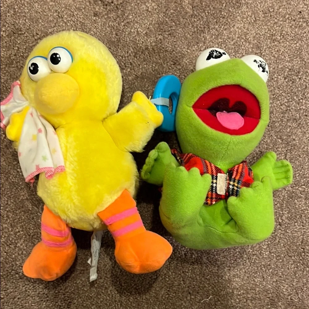Vintage Baby Big Bird and Kermit thee Frog